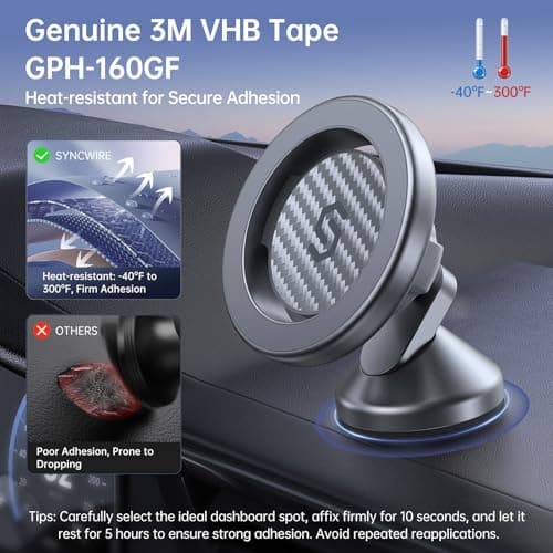 SYNCWIRE MagSafe Car Mount, Adjustable Magnetic Phone Holder, Carbon Fiber — view 5