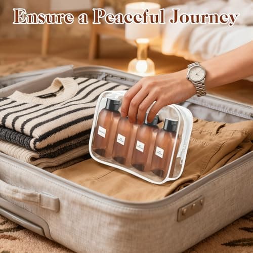 Bohoray 8pcs 100ml Travel Bottles for Toiletries - Leak Proof TSA Approved Travel Containers with Dual Funnel, Labels & Bag - Ideal for Cruises, Carry-on, Cosmetic Liquids & Skincare (8 Pack) — view 5