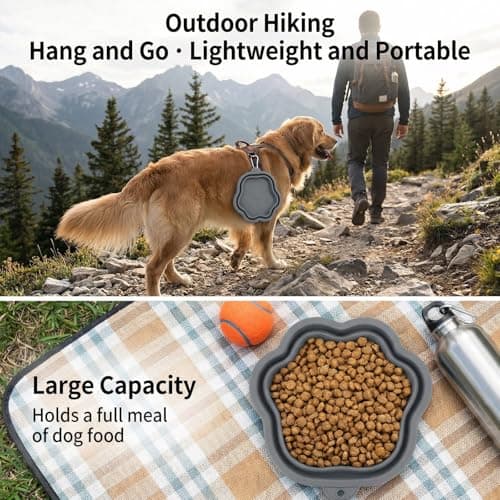 UZYXC Collapsible Dog Bowl, Large 800ml Premium Silicone Pet Water Bowls for Cats & Dogs, Portable Dog Travel Bowls for Outdoor Camping Hiking — view 4