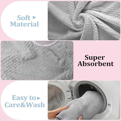 Preboun 12 Pcs Bath Towels and Washcloths 4 Sets Microfiber Bathroom Beach Pool Towel Set Quick Dry Coral Velvet Highly Absorbent for Fitness Sports Shower Travel Spa Hotel (Monochrome Neutrals) — view 5