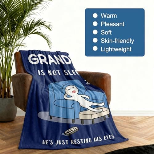 CECOMBINE Gifts for Grandpa Blanket, 150X130CM Funny Blanket Grandpa is Not Sleeping, Resting Eyes Soft Flannel Throw Promoted to Grandads Gifts from Grandchildren for Birthday Retirement Gifts — view 3