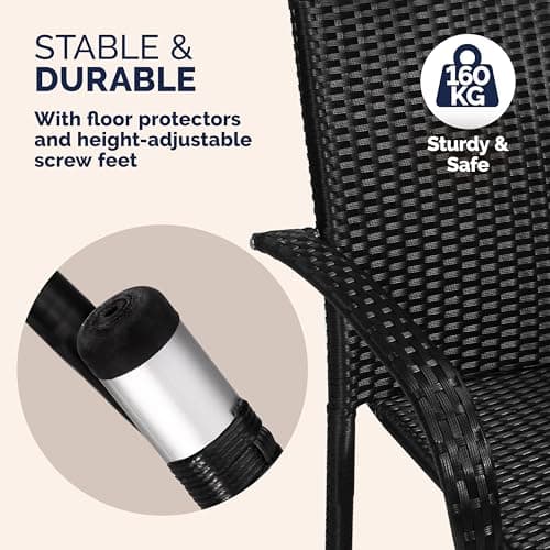 CASARIA® Garden Chairs Set of 4, Stackable Rattan Outdoor Dining Chairs — view 3