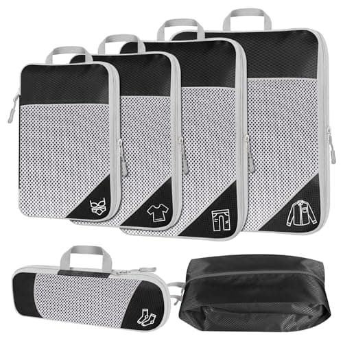 ioutdoor Packing Cubes Compression Organiser Bags Packing Bag Set Black