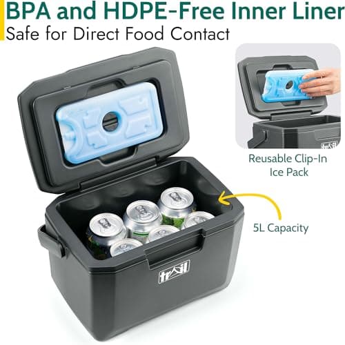 Trail 5L Cool Box with Ice Block, Dark Grey — view 6