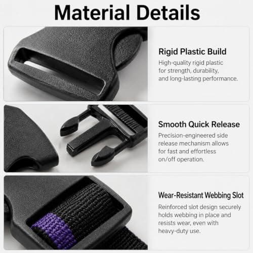 Livawnd 16 pieces of 20mm wide webbing buckles, black plastic replacement buckles, suitable for buckle maintenance luggage belt fasteners. — view 4