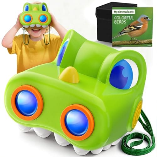 Kids Binoculars for Boys Age 3–10, Dinosaur Binoculars with Compass & Bird Watching Manual, Outdoor Toy for 3-10 Year Old Boys Gifts Kid Toddler Toys Travel Game Birthday Present Easter Gift for Kids