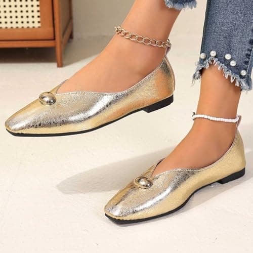 2026 Trainers, Women's Shoes, Slippers, Casual Shoes, Comfortable Flat Low Shoes with Low Heel, Breathable, Lightweight, Everyday Hiking Shoes for Women, gold, 8 UK — view 2