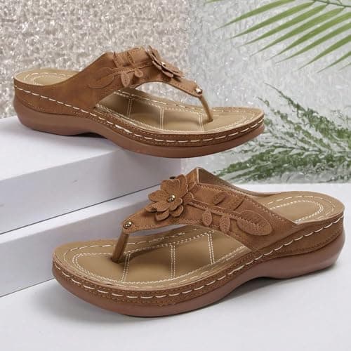 Summer Sandals Women Wedge Flip Flops for Women Orthopedic Sandals Comfortable Flip Flops with Arch Support Summer Casual Wedge Sandal Slippers Dressy Comfy Platform Beach Travel Sandal Shoes — view 3
