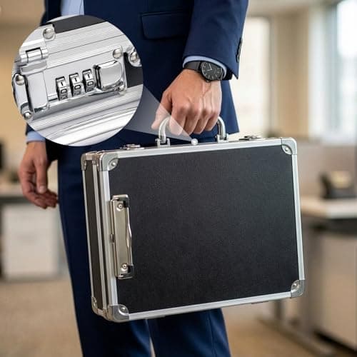 GREENSAPPIRE Portable Aluminum Storage Case with Lock, Multi-Compartment Organizer Box for Documents, Electronics & Valuables, Travel File Box with Handle, Secure Office & Home Storage Solution — view 4