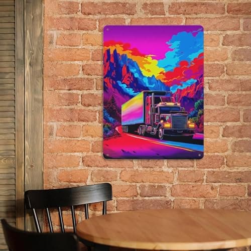 Tin Wall Plaque 40x30cm with Vivid Road Trip Adventure -1 for Studio Or Craft Room, for Cooler-season Styling in Studio And Craft Room — view 5