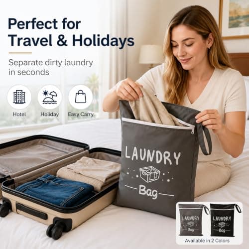 2 Pcs Travel Laundry Bags, Reusable Waterproof Bag, Home Holiday Camping — view 5