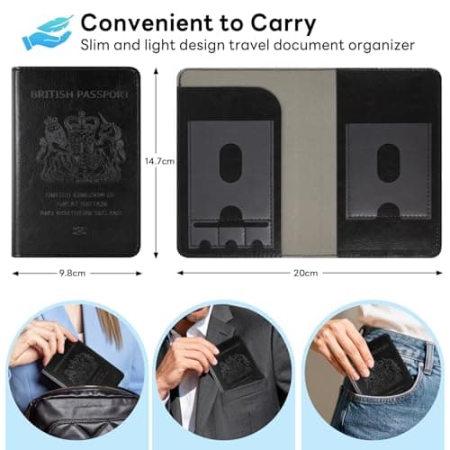 YAVIV Passport Holder for Women&Men，Travel Wallet RFID Blocking-Black — view 5