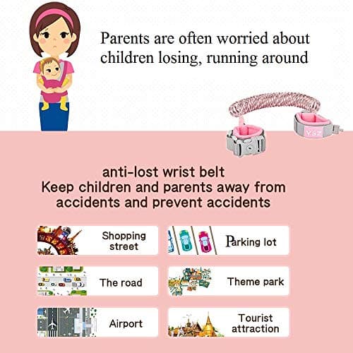 Eidyer Anti Lost Safety Wrist Link Belt, Children Harness Belt Safety Adjustable 1.5M/4.92ft Baby Toddler Reins Safety Strap Leash Walking Hand Belt Elastic Wire Rope Fluorescent and Security Lock — view 2
