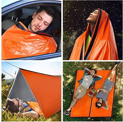 HONYAO Survival Sleeping Bag, Emergency Bivvy Bag Emergency Rescue Blanket Reusable for Outdoor Camping, Hiking - 2 pack — view 6