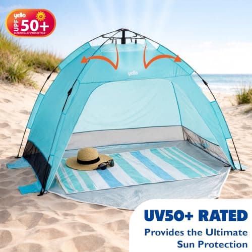 Yello Beach Dome Shelter, Easy Set Up, 1-3 Person Pop Up Beach Shelter Tent — view 4