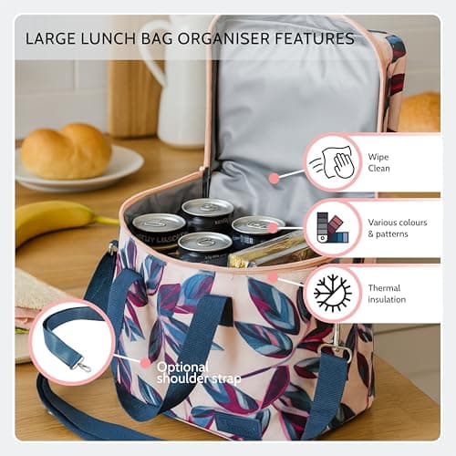 Periea Liz Insulated Lunch Bag – Cool Bag for Work, School, Travel & Picnics (Gold Leopard, Large) — view 5