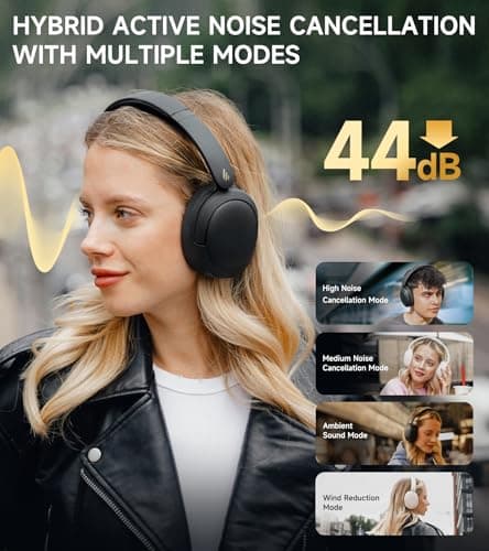 Edifier W800BT Pro Hybrid Active Noise Cancelling Headphones, Black — view 2
