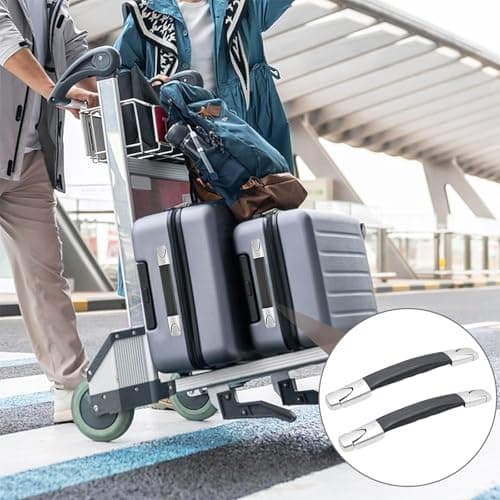 Begpoee 2 Pieces Luggage Case Handle Suitcase Carrying Grip for Repairing, Luggage Handle Replacement, With Screws and Washers, For Suitcases, Travel Suitcases, Tool Boxes(23cm, Black + Silver) — view 6