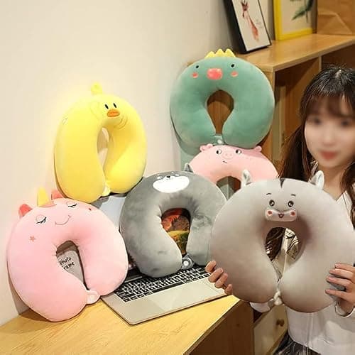 Cute Duck Cartoon U-Shaped Neck Pillow - Super Soft Memory Foam Travel Pillow for Kids & Adults, Ergonomic Neck Support for Airplane, Bus, Train Rides (Yellow) — view 5