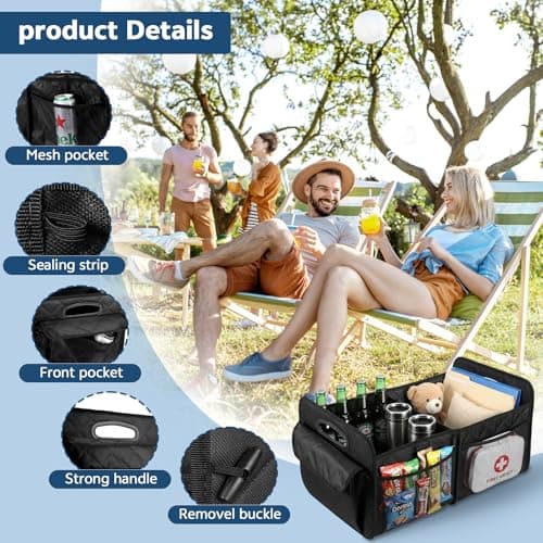 TranRantic Car Boot Organiser, 50L Trunk Storage Box with 7 Pockets — view 5