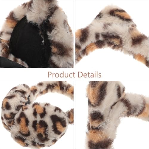 TOYANDONA Plush Winter Earmuff Leopard Print Ear Warmer for Women Girls — view 3