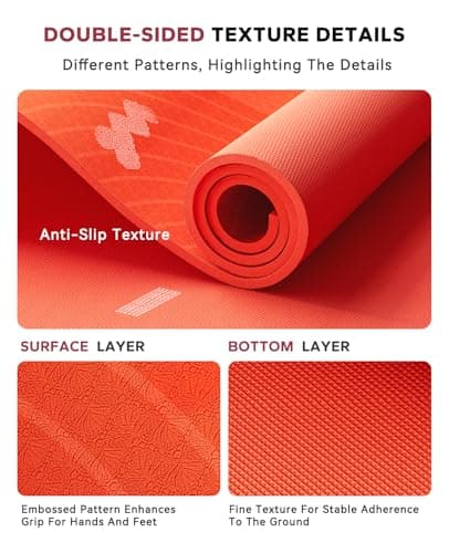 HAPBEAR Extra Large Yoga Mat (84''×30'') - 1/3'' Thick Double-Sided PVC Non-Slip Exercise Mat with High Rebound Cushioning, Dual-Side Usable for Home Gym, Yoga, Pilates & Workouts -Orange — view 3