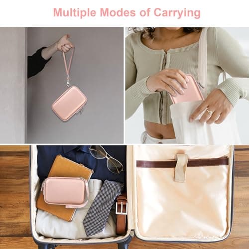 Canboc Hard Carrying Case for Maxone 250GB 320GB 500GB 1TB 2TB Ultra Slim Portable External Hard Drive HDD USB 3.0, Mesh Pocket fits Dongle, Flash Drives, USB Cable, SD Card, Rose Gold — view 3