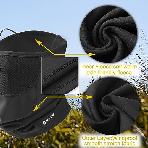Oscenny Snood Windproof Multifunctional Winter Fleece Motorbike neck warmers Mens Loop Scarf Women's Scarf Keep Warm Sports Neck Warmer for Skiing Bicycle Jogging Moto Cycling (Black-Net) — view 4