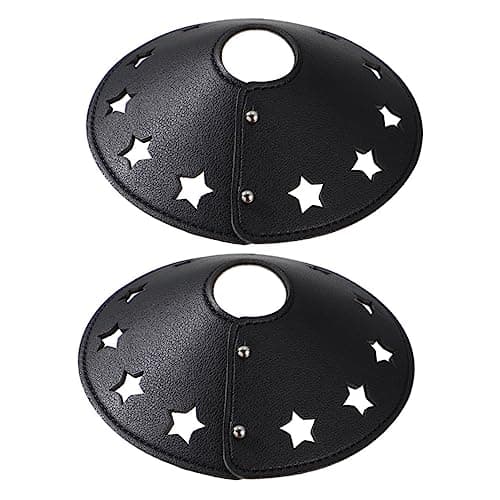 KONTONTY Leather Lamp Shade for Camping Lanterns, Small Black Pendant Lampshade Cover Set of 2, Outdoor Travel Hanging Light Shade for Tent and Hiking