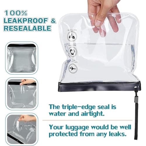 Caija-H 5pcs Clear Travel Toiletry Bag - Airport Security Liquids Bags, Airport Liquid Bag 20 x 20cm TSA Approved, Travel Accessories/Holiday Essentials Makeup Bags/HangLuggage for Men Women — view 3