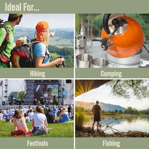 Milestone Camping 24860 2L Whistling Camping Kettle/Durable and Lightweight/Pouring Spout and Heat-Resistant Handle/Metallic Orange/Ideal for Camping, Fishing, Workshops and Garages — view 3