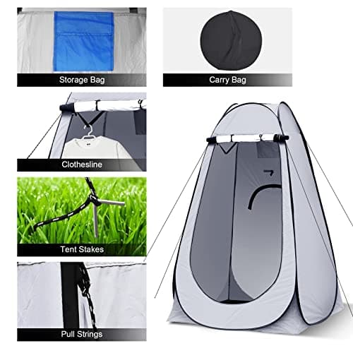LEMROE Pop Up Tent Portable Privacy Shelter for Camping Shower 120CM Grey — view 3