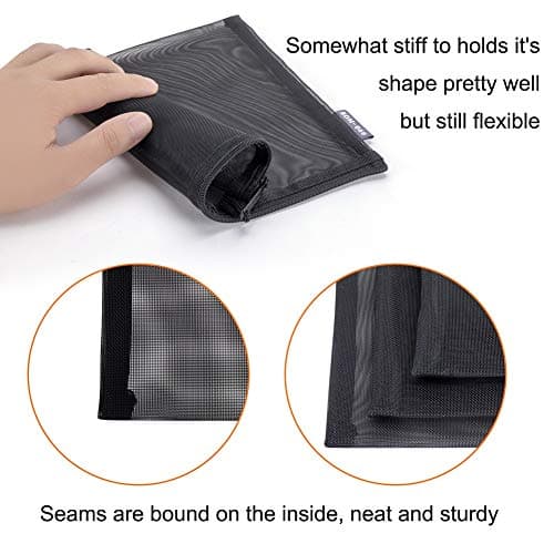 Nylon Mesh Cosmetic Zipper Bags, 6PCS Black Makeup Pouches Pen Pencil Organizer Case for Travel Purse Diaper Bag (A5 x 3pcs, A6 x 3pcs) — view 2