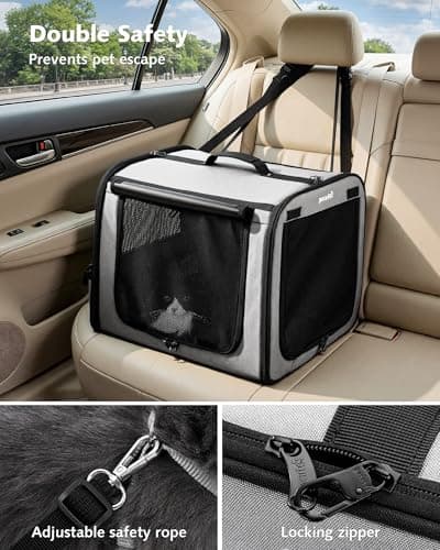Dog Car Carrier LightWeight 50×37.5×43cm, Foldable Dog Carrier, Grey — view 4