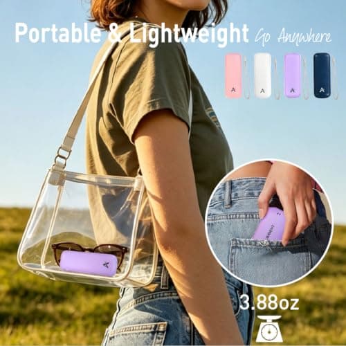 CAPITLUMINE Handheld Fan with LED Display & Night Light, USB Rechargeable Portable Ultra-thin foldable design, 20H battery, LED display & night light. Perfect for travel, office, camping (Purple) — view 6