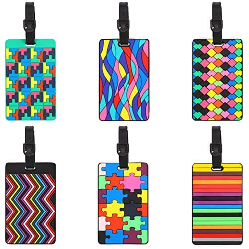 Skisneostype 6 Pcs Secure Luggage Tags PVC Suitcase Travel Baggage Handbag Tag Labels for Travel Bag