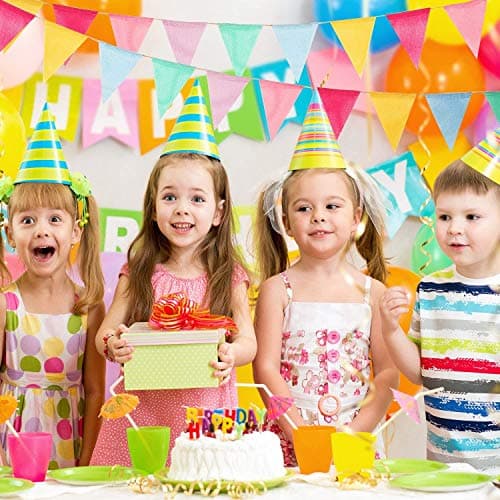 36 Flags 39.5ft Bunting Banner, Multicolour Outdoor Waterproof Triangle Flags Imitated Linen Burlap Bunting Supply for Wedding Birthday Party Home Festival Decoration — view 6