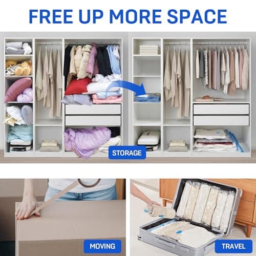 CaptainFive Vacuum Storage Bags 6-Pack (2 Jumbo + 2 Large + 2 Medium), Space Saver Sealer Vacuum Bags for Clothes, Pillows, Duvets, Bedding, Vacuum Bags for Home Organization, Moving and Storage — view 6