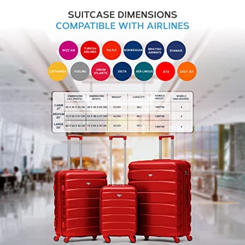 Flight Knight Lightweight 4 Wheel ABS Hard Case Medium Suitcase Approved for Over 100 Airlines Including easyJet, British Airways, Ryanair, Jet2, Emirates & Many More - Check-in Medium Size 25" — view 3