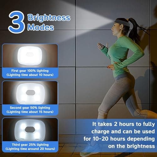 Xerteam LED Lighted Headband, USB Rechargeable Night Running Headlamp Running Lights for Runners with 4 LED, Head Torch Stretchy Waterproof, Hands Free Flashlight for Runners Dog Walking Hiking (Red) — view 5
