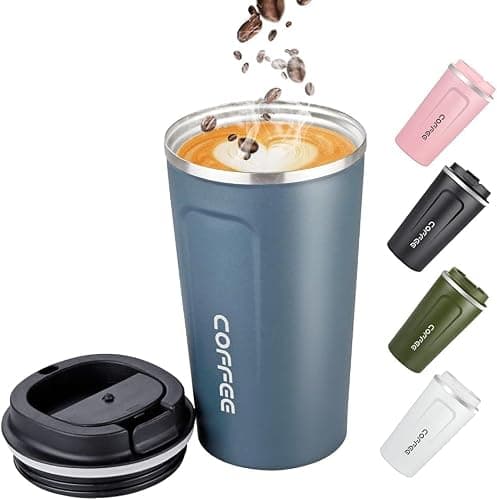 Maideduo Travel Mugs, Insulated Coffee Cup with Leakproof Lid - Reusable Cups Car Stainless Steel Thermal Mug for Hot and Cold Water Tea (Coffee Mug Blue)