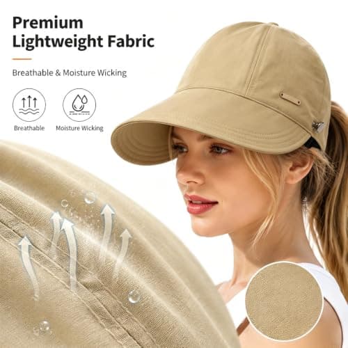 2-Pack UPF 50+Womens Sun Hat UV Protection Hiking Fishing Hats Wide Brim Hat Adjustable Ponytail Packable Sun Cap — view 3