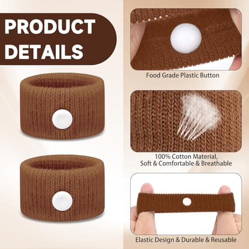 Travel Sickness Bands Pregnancy Nausea Relief Morning Sickness Relief Sea Sickness Acupressure Nausea Relief Band Motion Sickness Bracelets for Cruise-Dark Brown/Light Brown/Camel/Black/Gray-5 Pairs — view 3