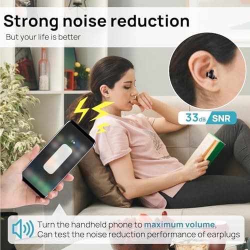 Silicone Ear Plugs 10 Pairs, 33dB Noise Cancel for Sleeping, Reusable Black — view 2