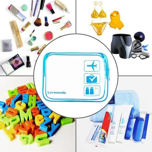 2pcs/Pack Lermende Clear Toiletry Bag TSA Approved Travel Carry On Airport Airline Compliant Bag Quart Sized 3-1-1 Kit Luggage Pouch (Blue) — view 5