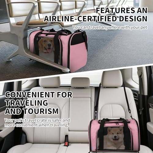 Yipincover Cat Carriers Soft-Sided,Pet Carrier for Small Cats Dogs Puppies up to 1-15 LBS,TSA Airline Approved (Medium,Pink) — view 6
