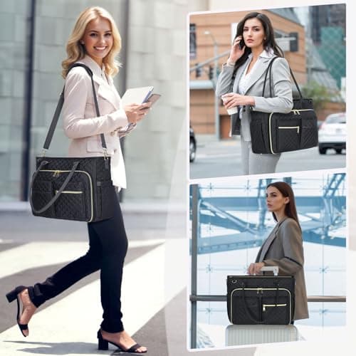 RAINSMORE Laptop Tote Bag for Women Teacher Work Bags Nurse Bag 15.6 inch — view 2