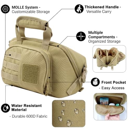 SMONT Tactical Toiletry Bag for Men Travel, 9.6" Shaving Hygiene Bag Brown — view 5