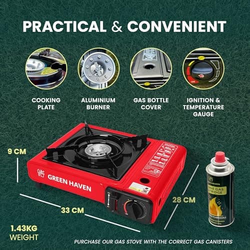 Green Haven Camping Stove Portable | Gas Cooker, Case & 4 Canisters — view 6