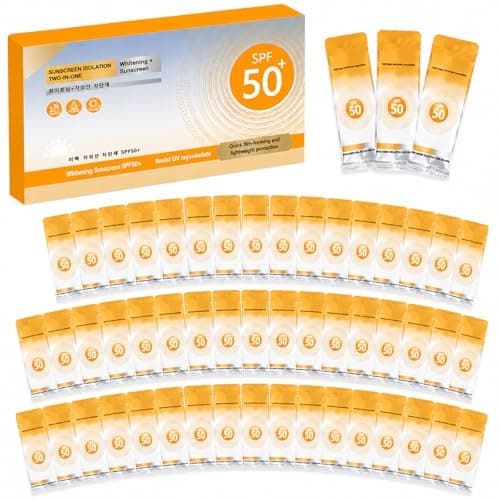 50 Pack Mini Travel Size Sunscreen, SPF 50+ Water Resistant Sun Cream for Face & Body, Hydrating Lightweight Protection, Compact Travel Cream